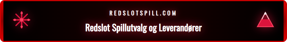Et skjermbilde som viser det varierte spillbiblioteket hos Redslot, med logoer fra kjente spillutviklere.