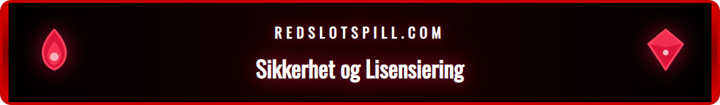 Grafikk som viser sikkerhetssymboler som SSL og anerkjente casinolisenser.